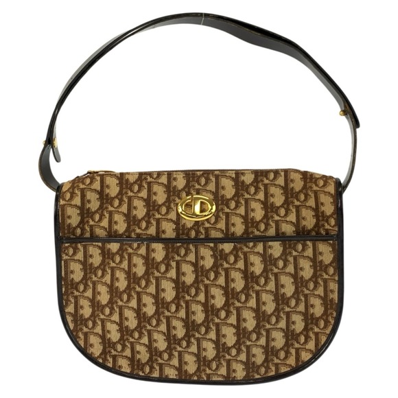 CHRISTIAN DIOR Handbags - Christian Dior Vintage Trotter CD Logo Brown Gold Hardware Canvas Leather Han...